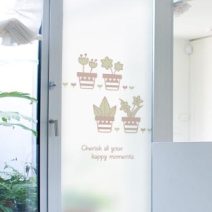 꾸밈  cj660-행복가득한화분_유리문시트지