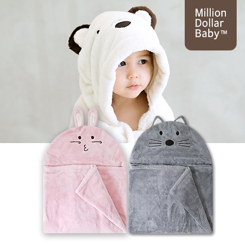 밀리언달러베이비 신생아 아기 목욕 후드타올 2종세트 비치타올
