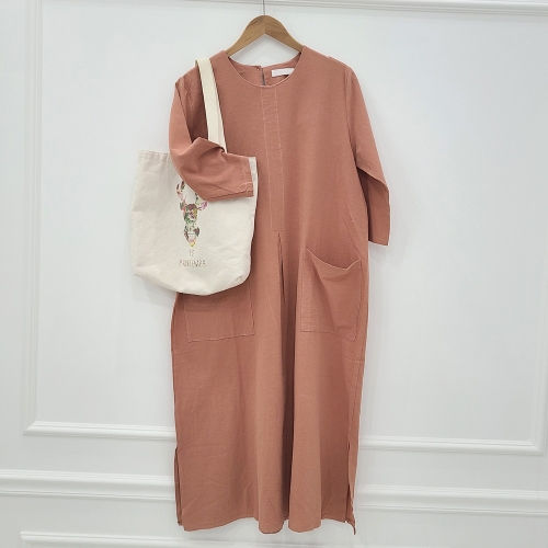 제라카 여성 루즈핏 린넨 롱원피스_MDO111