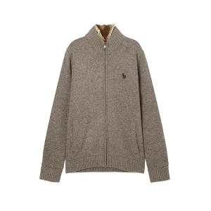 헤지스 베이지 퍼피자수 울혼방 집업가디건 WHSW0D021I2