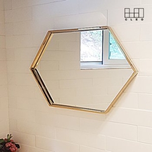 끌레오  골드 육각 인테리어 욕실 거울 CL008