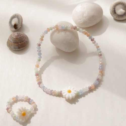 제이로렌  B0926 크리스탈 플라워 팔찌 반지 세트